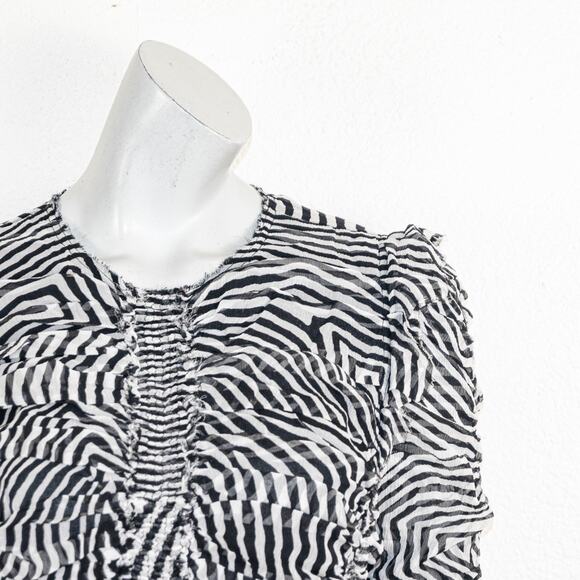 Isabel Marant Etoile Women's Ruched Tiered Silk Blouse Striped sz 42 - Picture 8 of 10